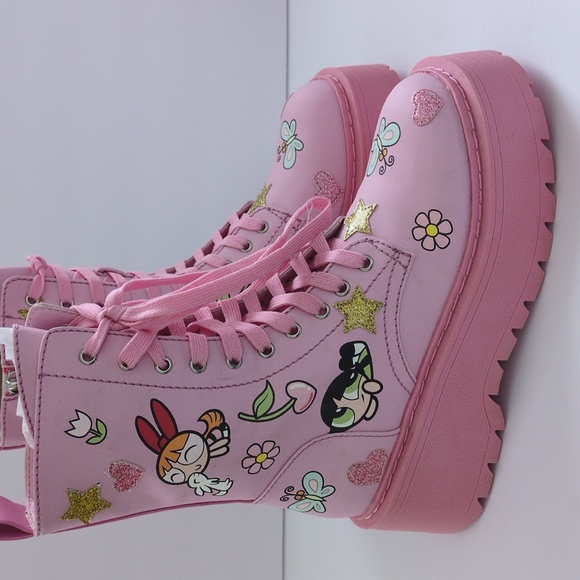 ❤️ Vintage Power Puff Girls Boots Always Sugar & Spice Combat … - Picture 6 of 12